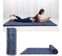 Leewadee Tapis de Sol Kapok - Matelas Pliable Fait Main en Thaïlande, idéal comme lit d'appoint, Matelas de Camping, Tapis de Yoga ou futon Traditionnel, 190 x 100 cm, Bleu Blanc