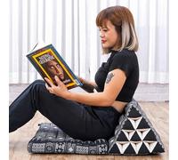 LEEWADEE Tapis de Sol - Matelas avec Coussin en kapok, lit thaïlandais Fait à la Main, 1 élément Pliant, 75 x 50 cm, Noir