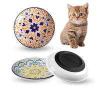 LEEWHEEL Lot de 3 gamelles antidérapantes en céramique pour chat - Base en silicone antidérapante, design bohème pour nourriture sèche et humide, facile à nettoyer et anti-déversement, 15 cm, 250 ml