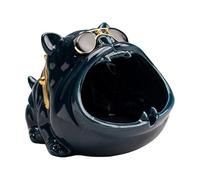 LEEYOX Creative Bouledogue Français Cendriers en Céramique Bouche Ouverte Animal Chien Forme Porte-Cigarettes pour Restaurant Hôtel Bar Bureau Maison