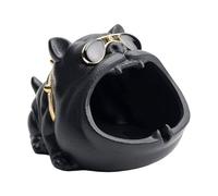LEEYOX Creative Bouledogue Français Cendriers en Céramique Bouche Ouverte Animal Chien Forme Porte-Cigarettes pour Restaurant Hôtel Bar Bureau Maison
