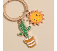 LEEYOX Mignon Porte-clés Soleil Cactus Fleur Porte-clés Lettre Plantes Porte-clés Cadeaux du désert pour Femmes Hommes Sac Accessoire Bricolage Bijoux Faits à la Main