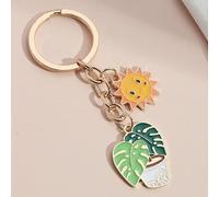 LEEYOX Mignon Porte-clés Soleil Cactus Fleur Porte-clés Lettre Plantes Porte-clés Cadeaux du désert pour Femmes Hommes Sac Accessoire Bricolage Bijoux Faits à la Main