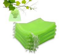 Leeyunbee 100 Pièces Sacs Protection Fruits 20 x 30 cm, Vert Clair | Sachets Filets Protection des Grappes Raisins, Sac Filets pour Jardin avec Cordon de Serrage, Contre Oiseaux et Frelons