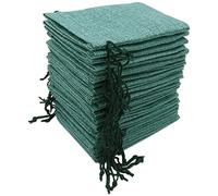 Leeyunbee 30PCS 10x15cm Sachets en Jute, Pochettes Sachets en Lin, Sac Cadeau réutilisable, Sacs en Jute Avec Cordon De Serrage pour Bijoux Cadeau Fête Anniversaire Noël Mariage DIY (Vert foncé)