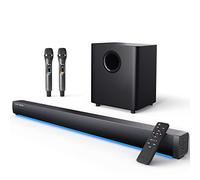 LEFANDI Barre de Son TV avec Caisson de Basses avec Microphone Sans Fil, Enceinte PC Son Surround 2.1 Canaux Bluetooth 5.0 avec Télécommande avec AUX, HDMI Arc, Optique, Coaxial, USB pour Appareils TV