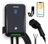 LEFANEV Wallbox 7kW Monophasée avec App, Borne de Recharge 32A Type 2 pour EV, Étanchéité IP67, Câble 6M+1M, Écran LCD, Courant Réglable[8-32A], Chargeur EV pour Usage Domestique et Extérieur