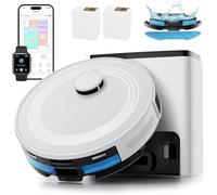 Lefant M2 Plus Aspirateur Robot Laveur avec Station, Vidange Automatique, Navigation Laser avec Cartographie, Évitement d'obstacles PSD, 6000Pa, Nettoyage Personnalisé, Idéal pour Poils d'animaux, App