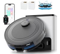 Lefant M2S Plus Aspirateur Robot avec Station, 10000 Pa d'Aspiration, Aspiration Automatique, Évite Obstacles, Auto-Charge Autonomie 240 Min, Poils d’Animaux, Tapis et Sols Durs, Alexa/App/WiFi, Gris
