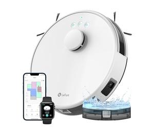 Lefant Robot Aspirateur Laveur 2 en 1 4000Pa, Navigation LiDAR, Cartographie Multi-étage, Zones Virtuelles, Connecté par Alexa/APP/WiFi, Idéal pour Poils d'animaux Tapis Sols Durs, M1 Blanc