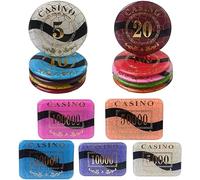 LEFAY Ensemble de 25 jetons de Poker Texas Hold'em numérotés, jetons de comptage for Jeux de Poker Monte Carlo, jetons en Cristal for Blackjack($1000)