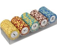 LEFAY Lot de 100 jetons de Poker, jetons de Casino avec différentes valeurs, jetons de Poker for Texas Hold'em et Blackjack, jetons de qualité Casino de 14 g(A)