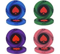 LEFAY Lot de 100 jetons de Poker, Quatre Jeux de jetons différents, jetons en céramique Laser Peach Heart Texas Poker Blackjack Club.(Purple+Green+Blue+Wine Red)