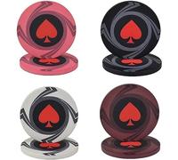 LEFAY Lot de 100 jetons de Poker, Quatre Jeux de jetons différents, jetons en céramique Laser Peach Heart Texas Poker Blackjack Club.(White+Black+Pink+Brown)