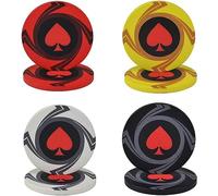 LEFAY Lot de 100 jetons de Poker, Quatre Jeux de jetons différents, jetons en céramique Laser Peach Heart Texas Poker Blackjack Club.(White+Yellow+Red+Black)