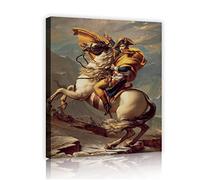 LEFEDA Toiles Gravures Napoléon Traversant les Alpes Au col St Bernard Par Jacques-Louis David Peintures célèbres Art Mur pour Décor de bureau 50x60cm Cadre intérieur