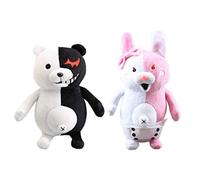 Lefeng 2 Pcs/Set Anime Danganronpa Peluche Monokuma Ours Noir Rose Poupées Doux Cadeau pour Enfants 25,4 cm