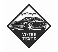 LEFEVRE PARIS • Plaque Garage Porsche en métal + personnalisation. Taille 600x600 mm. Ajoutez votre texte ou votre message. Made in France