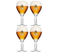 Leffe Calice Lot de 4 grands verres à pied 33 cl - Parfait pour Leffe Blonde, Marron, Ruby, Double, Triple + 4 sous-verrs