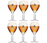 Leffe Lot de 6 verres - 33 cl par verre - Officiel Calice Large Stem - Parfait pour boire du Blonde, Brown, Ruby, Double, Triple + 6 Beer Mat