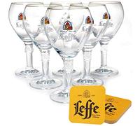 Leffe Lot de 6 verres à bière 0,33 l avec sous-verres - Verres Leffe 0,33 l pour la gastronomie et la collection - Verre à bière 33 cl - Passe au lave-vaisselle