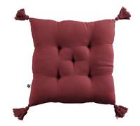 L'effet papillon Coussin de Chaise 40x40 cm Gaze de Coton avec Pompons Lie de vin