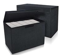 Leffis Lot de 2 boîtes de rangement pliables pour bandes dessinées 39,4 x 19,1 x 28,7 cm, boîtes courtes avec poignées, peut contenir 150 poubelles de bandes dessinées