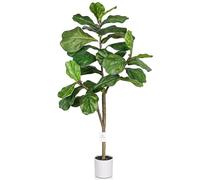 Leflos 120cm Petit figuier Artificiel pour l'intérieur, Plantes Tropicales artificielles en Pots Blancs, Belle décoration d'intérieur