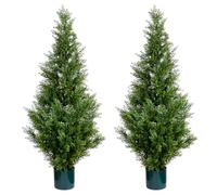 Leflos Arbre Artificiel de cèdre topiaire, 120 cm Faux cyprès Arbre, Artificial Cypress Tree deko pour Salon, Bureau, fête & Party, 2pcs
