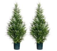 Leflos Arbre Artificiel de cèdre topiaire, 90 cm Faux cyprès Arbre, Artificial Cypress Tree deko pour Salon, Bureau, fête & Party, 2pcs