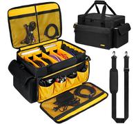 LEFOR·Z Sac de rangement de câbles DJ avec fond rembourré amovible et séparateurs, sac pour câble DJ, instruments de musique et accessoires, Noir , S(47 x 29 x 28 cm)