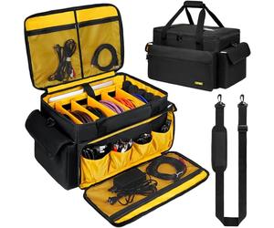 LEFOR·Z Sac de rangement de câbles DJ avec fond rembourré amovible et séparateurs, sac pour câble DJ, instruments de musique et accessoires, Noir , S(47 x 29 x 28 cm)