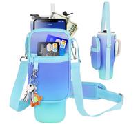 LEFOR·Z Sac de transport pour bouteille d'eau avec poche pour téléphone compatible avec gobelet Stanley/Meoky de 1,2 l avec poignée, pochette porte-bouteille d'eau avec sangle réglable, compatible