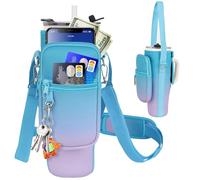 LEFOR·Z Sac de transport pour bouteille d'eau avec poche pour téléphone compatible avec gobelet Stanley/Meoky de 1,2 l avec poignée, pochette porte-bouteille d'eau avec sangle réglable, compatible