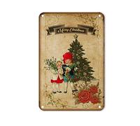 LeforYCL Panneau en métal « Old Time Santa with Girl » « Christmas is Wonderful Yard » amusant « Christmas is Coming » - Panneau en métal pour café, bar, pub, bière, restaurants, maison - 30,5 x 20,3