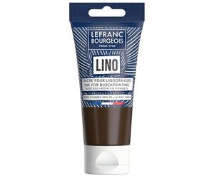 Lefranc Bourgeois 302195 Encre pour linogravure à base d’eau - pour impression en relief et gravure, adaptée au papier, au tissu, à l’école et aux projets DIY - Terre d´Ombré Brûlée, 75 ml