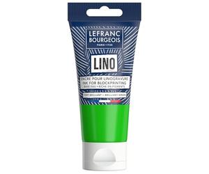 Lefranc Bourgeois 302199 Encre pour linogravure à base d’eau - pour impression en relief et gravure sur linoléum, adaptée au papier, au tissu, à l’école et aux projets DIY - Vert Brillant, 75 ml