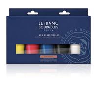 Lefranc & Bourgeois - Coffret peinture acrylique Fine Les Essentielles - Couleurs primaires - 5x80 ml