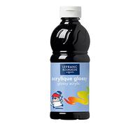 Lefranc Bourgeois - Acrylique liquide brillante Glossy pour enfants- Bouteille 500ml - Noir