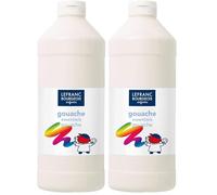 Lefranc Bourgeois - Gouache liquide Essentiel pour enfants - Bouteille 1L - Blanc (Lot de 2)