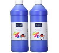 Lefranc Bourgeois - Gouache liquide Essentiel pour enfants - Bouteille 1L - Bleu foncé (Lot de 2)
