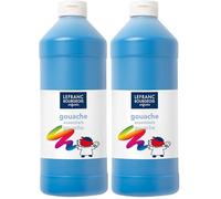 Lefranc Bourgeois - Gouache liquide Essentiel pour enfants - Bouteille 1L - Bleu primaire (Lot de 2)