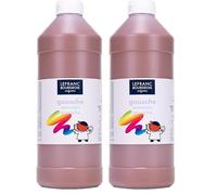 Lefranc Bourgeois - Gouache liquide Essentiel pour enfants - Bouteille 1L - Marron (Lot de 2)