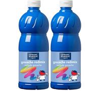 Lefranc Bourgeois - Gouache liquide Redimix pour enfants - Bouteille 1L - Bleu primaire (Lot de 2)