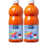 Lefranc Bourgeois - Gouache liquide Redimix pour enfants - Bouteille 1L - Orange (Lot de 2)
