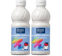 Lefranc Bourgeois - Gouache liquide Redimix pour enfants - Bouteille 500ml - Blanc (Lot de 2)