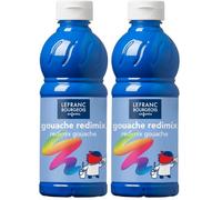 Lefranc Bourgeois - Gouache liquide Redimix pour enfants - Bouteille 500ml Bleu Primaire (Lot de 2)