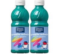 Lefranc Bourgeois - Gouache liquide Redimix pour enfants - Bouteille 500ml - Vert émeraude (Lot de 2)