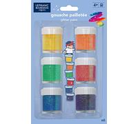 Lefranc Bourgeois Gouache pailletée pour enfants 6 pots de 22ml, 6x22ml