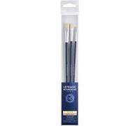 Lefranc Bourgeois Set de 3 Pinceaux en Soie de Porc Plat n°4/8/12 Manche Long
